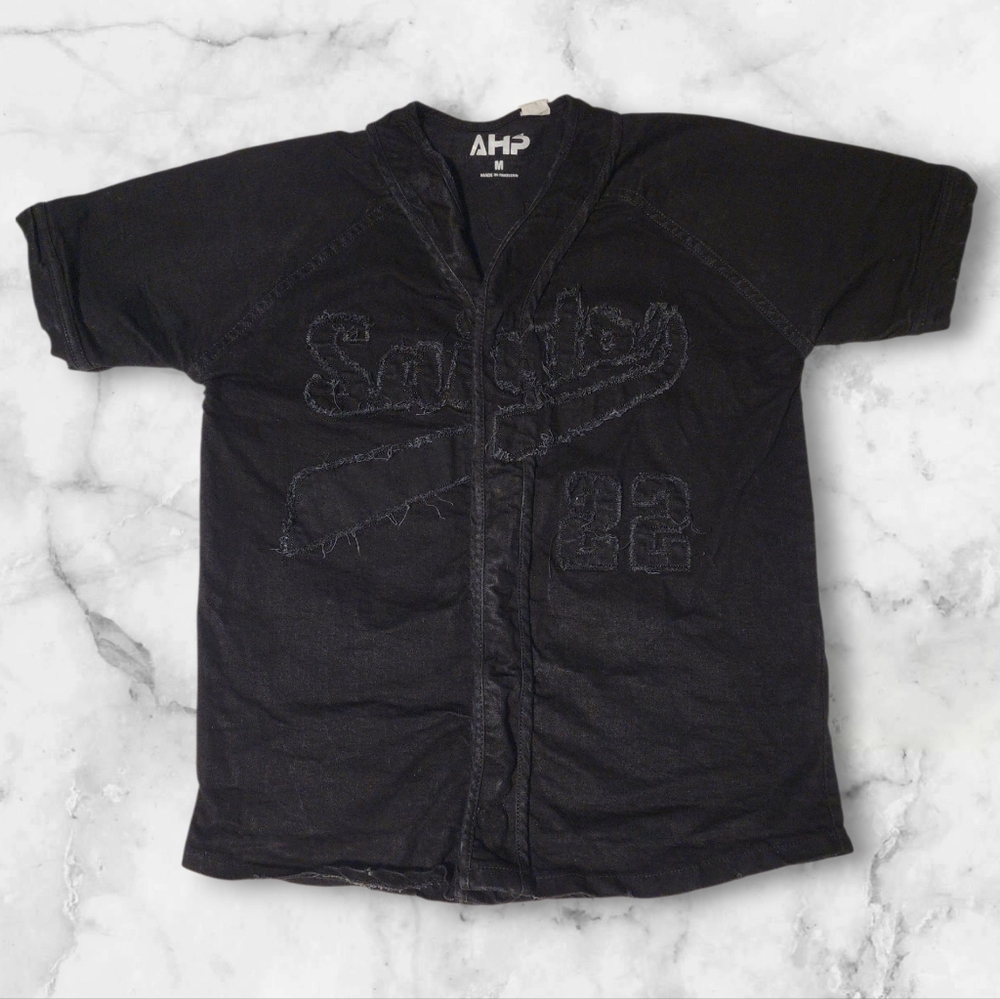 Vintage-Inspired AHP Heavyweight Baseball Jersey | Black Wash “Sunday 22”